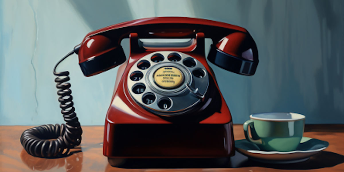 Illustration of a red rotary phone