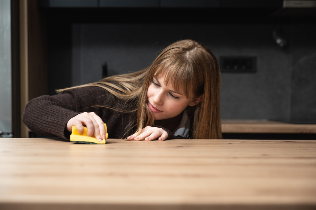 Individual cleaning compulsively, highlighting behavioral symptoms addressed through OCD treatment in Thousand Oaks, CA.